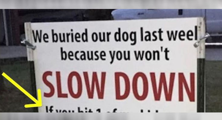 After dog gets hit by car, brutal sign has whole neighborhood talking