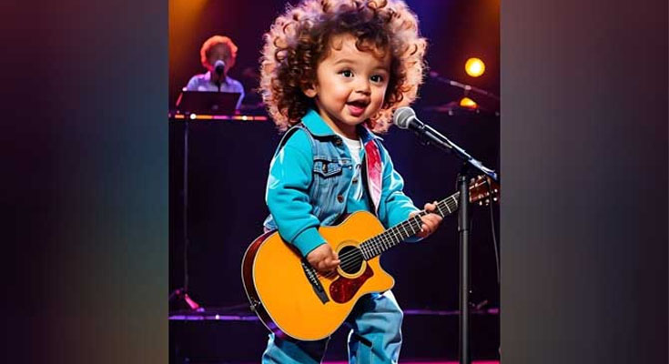 OMG… It’s fantastic! This must be heard! 1 year old baby plays guitar and sings