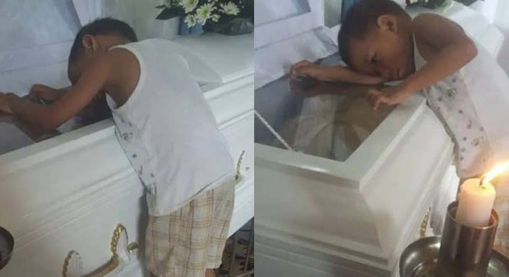 In the middle of the service, the child quietly stood up, went to their mother’s coffin, and pressed their ear against it.