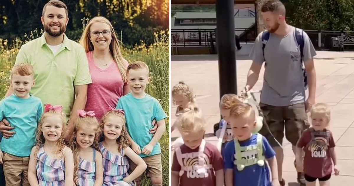 Dad gets massively shamed for putting leashes on his 5-year-old quintuplets