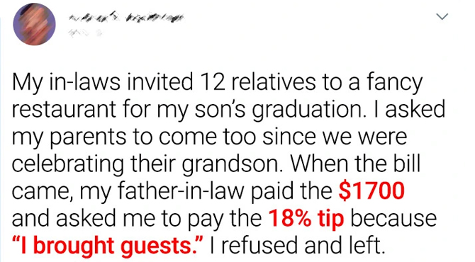 I Refused to Tip $300 After Being Invited to a Dinner