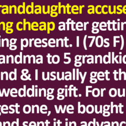 Our Granddaughter Accused Us of Being Cheap after Getting Our Wedding Present