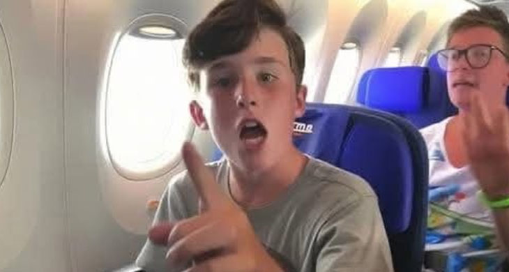 Spoiled Boy Mocks Stewardess