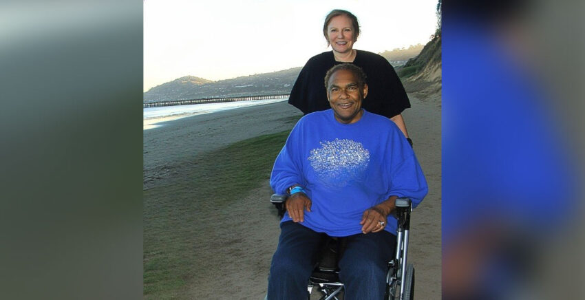 After years of caring for her disabled husband, a woman one day happens to see him playing golf.