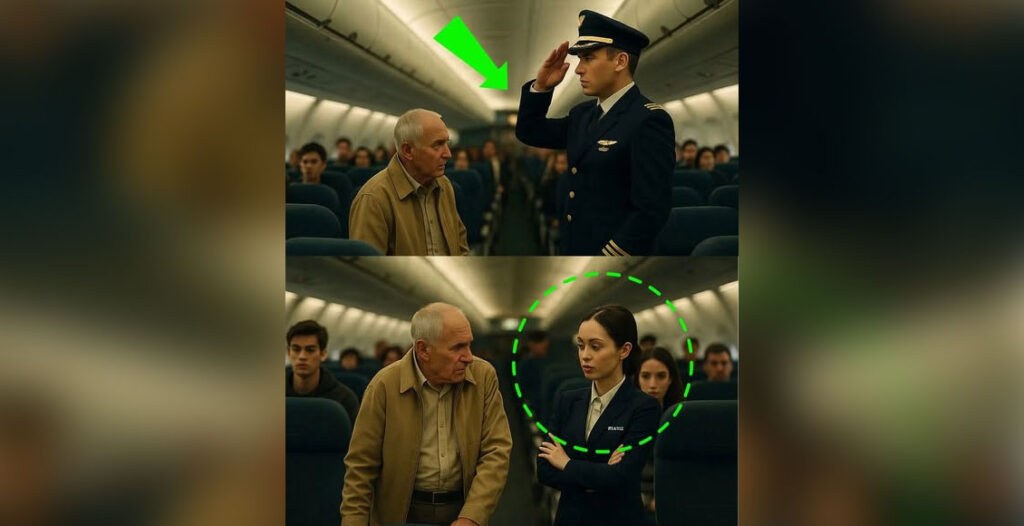 An elderly veteran was quietly asked to give up his seat