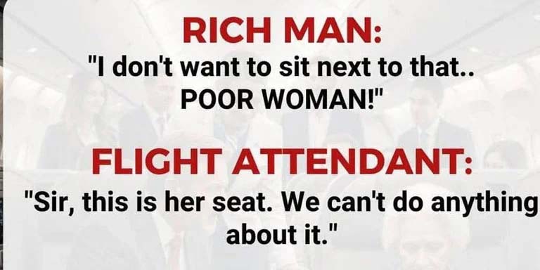 He made fun of an old woman in business class — but then the pilot said something that made everyone cry.