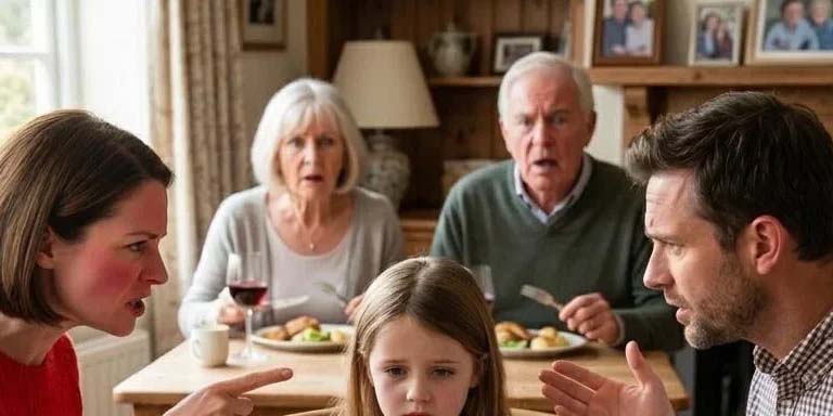 My sister-in-law stood up during dinner and accused me of ch:eating in front of everyone. Then she looked at my little girl and said Robert wasn’t really her father. My husband stayed calm, pressed one button, and within minutes they realized they had made the worst mistake of their lives.