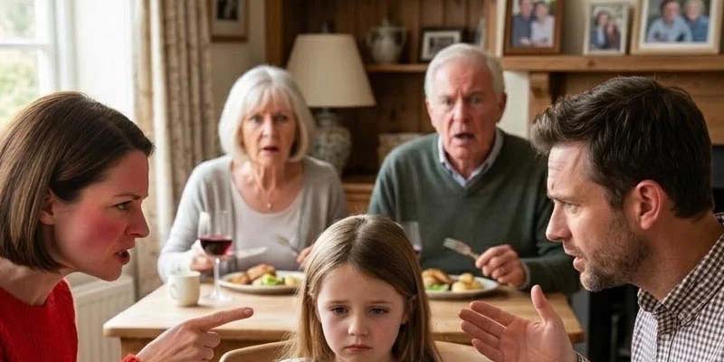 My sister-in-law stood up during dinner and accused me of ch:eating in front of everyone. Then she looked at my little girl and said Robert wasn’t really her father. My husband stayed calm, pressed one button, and within minutes they realized they had made the worst mistake of their lives.